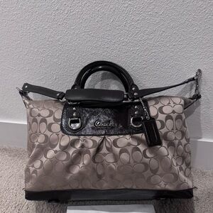 Coach Ashley Signature Satchel Shoulder Bag F15440 Tan Brown